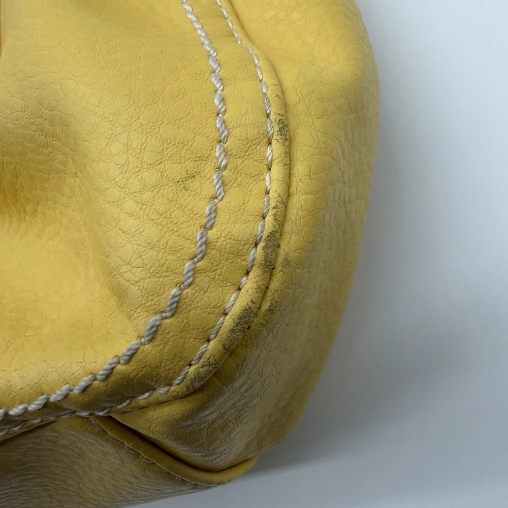 Relic Yellow Faux Leather Hobo Shoulder Bag Purse Gold Tone Hardware Charms Boho